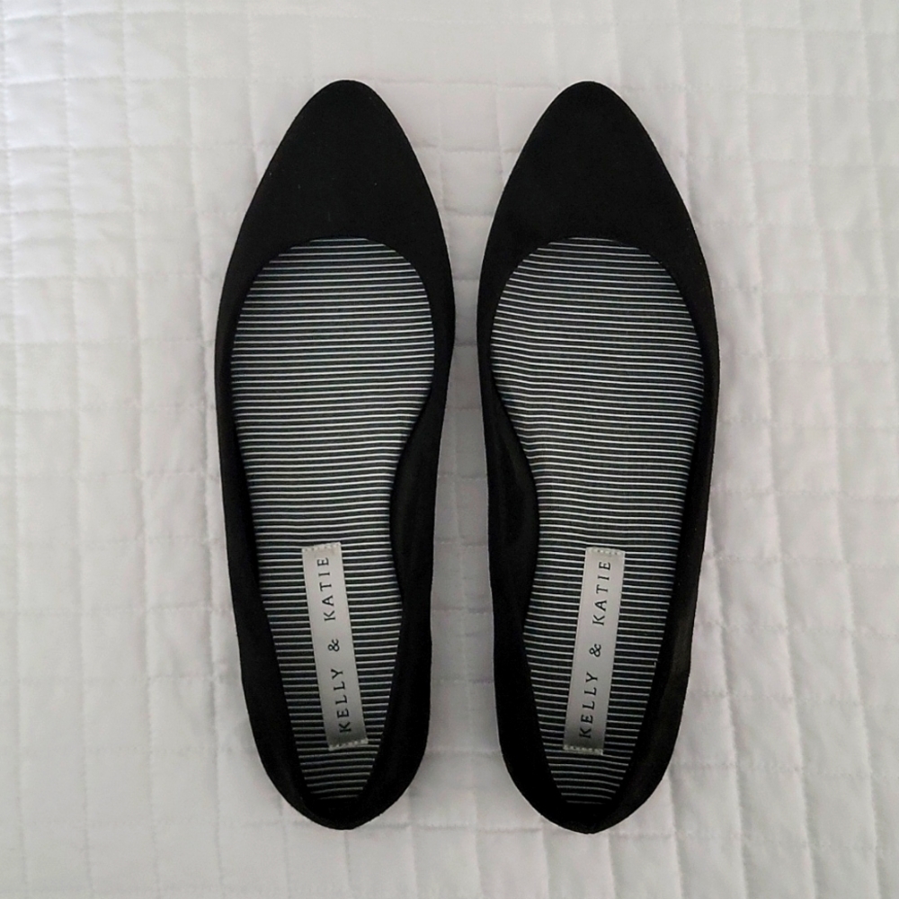 BRAND NEW Kelly & Katie flats, black, suede, size 9